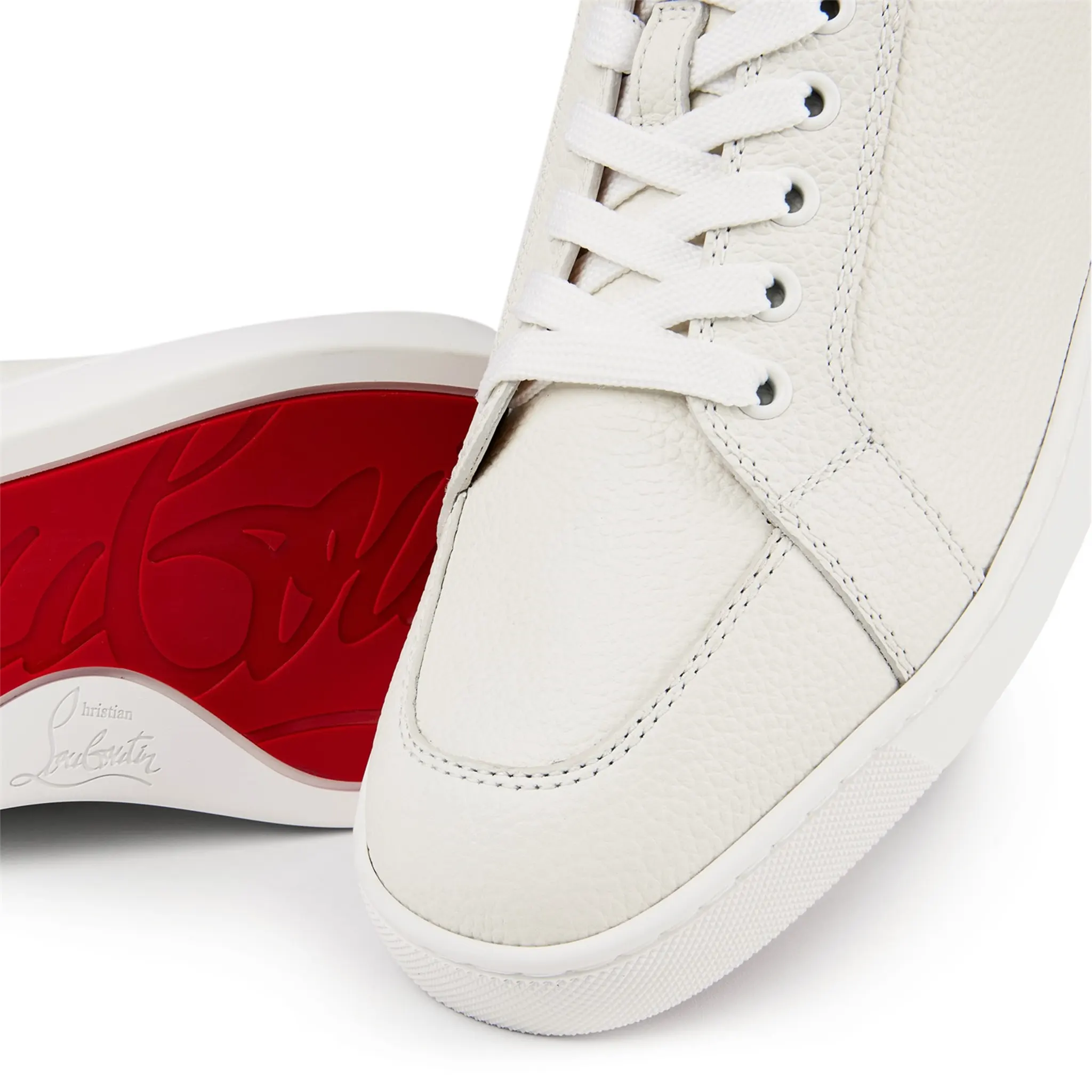 Detail view of Christian Louboutin Rantulow Flat White Grain